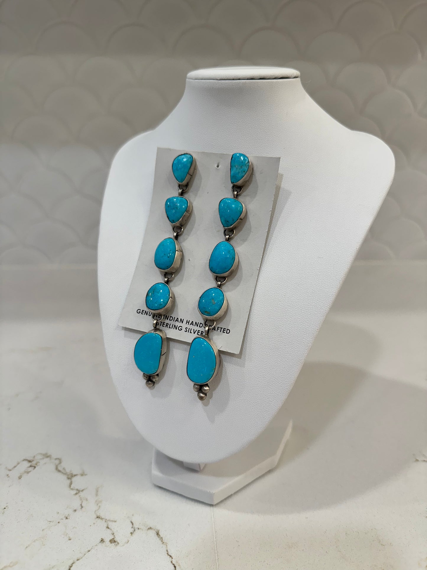 5 Stone Kingman Turquoise Earrings