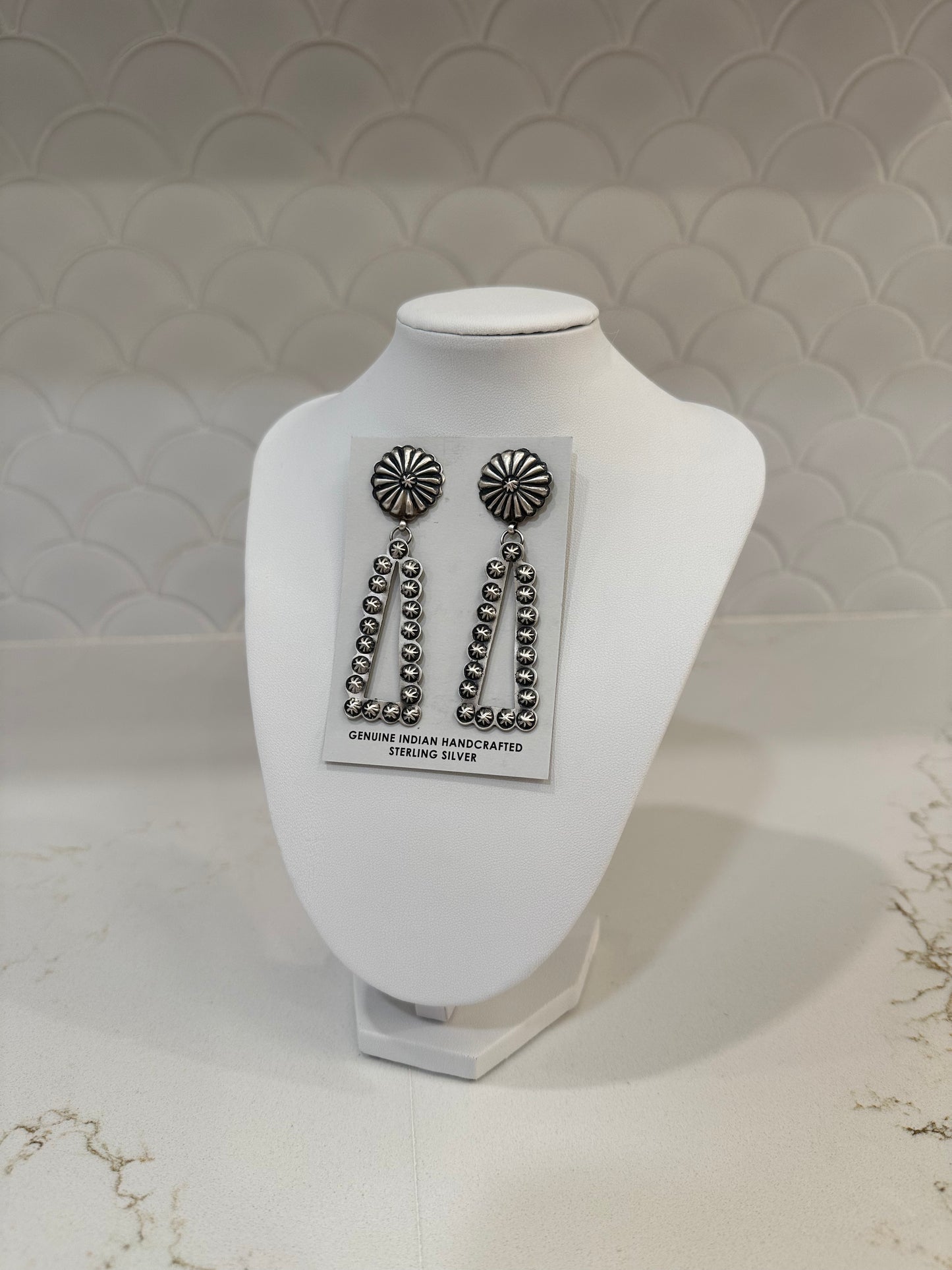 Sterling Silver Stamp Studded Earrings