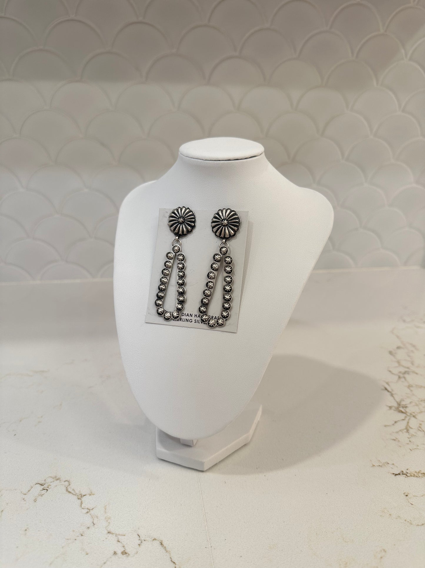 Sterling Silver Stamp Studded Earrings